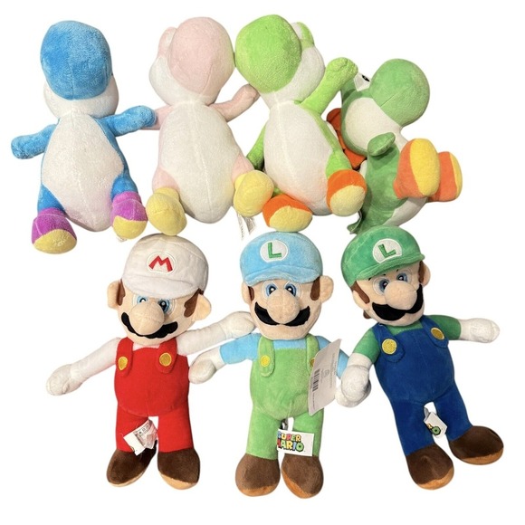 Nintendo Super Mario‎ Bros Plush Lot Luigi Yoshi Pink Green Blue Toys